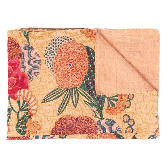 Taj Hotel Home Decor Kantha Cotton Throw | 1-Piece | Multicolor | 50"x70" - Picture 1 of 2